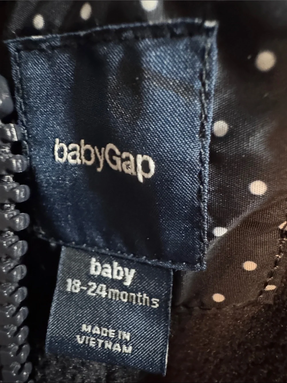Gap Baby Toddler Navy down filled Polka Dot Puffer One-Piece Snowsuit 18/24 mo